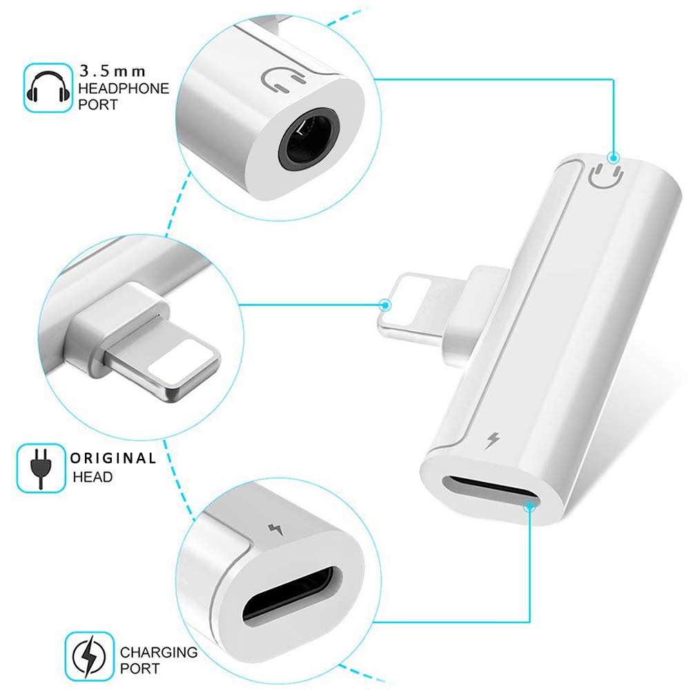7 XS max Accessori per cavo convertitore auricolare Dongle Supporto iOS 12  7Plus X Adattatore per cuffie per iPhone X Auricolari 3.5mm Jack AUX  Adattatore audio Splitter per iPhone 8 8Plus Adattatori