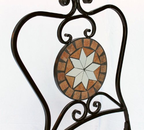 DanDiBo Gartenstuhl Metall Mosaik Merano Stuhl 12002 H-95 cm Metallstuhl Mediterran Wetterfest Bistrostuhl Gartenmöbel Klappstuhl mit Naturstein – Bild 7