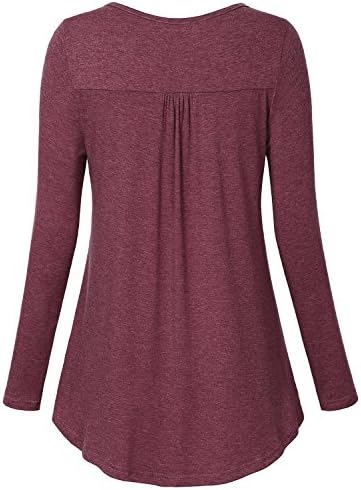 Lyking Women's Vintage Short Sleeve Henley V Neck Pleated Tunic Shirt