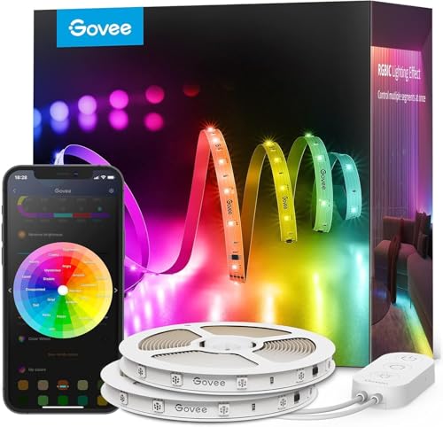 Govee 2×15M WiFi LED Strips, RGBIC LED Lights with Control by Alexa, Google Assistant and App, Smart Segmented Control, DIY, Music Sync for Bedroom, Living Room, Party