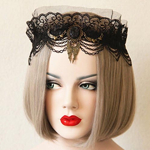 Women Headband Hair Jewelry Handmade Layer Black Lace Veil Tulle Crown Stone Angel Wing Heart Headbands Elastic Ribbon