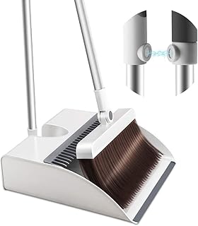 Manfore Kehrschaufel und Besen Set, Aufrecht Kehrset Set, Weichen, Langem Stiel, Magnete und Kehrblechzähne, Selbstschließender Schaufel & 360° Verstellbarer Besenkopf, für Küche Büro Schlanke Ecke