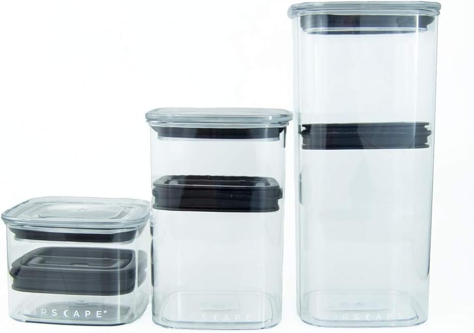 Airscape Lite Plastic Airtight Food Storage Canister - Patented Airtight Lid Preserves Food Freshness, Clear, Small 4-Inch: Food Savers: Kitchen & Dining