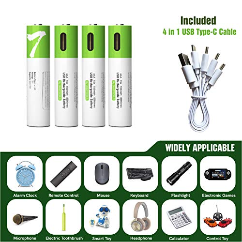 Innovative USB AAA Rechargeable Batteries, EcoFriendly 1.5V / 550mWh