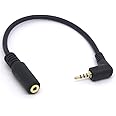 PIIHUSW Ángulo de 90 grados 0.098 in macho a hembra Cable convertidor de audio para auriculares Adaptador estéreo de 4 polos