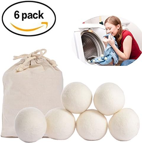 Wool Dryer Balls Soften Fabric Wool Dryer Ball Eliminate static cling Extra Large Wooly Tumbler Shorten Drying Time Eliminate Noise Natural Fabric Softener 6 X PACK (6 White)