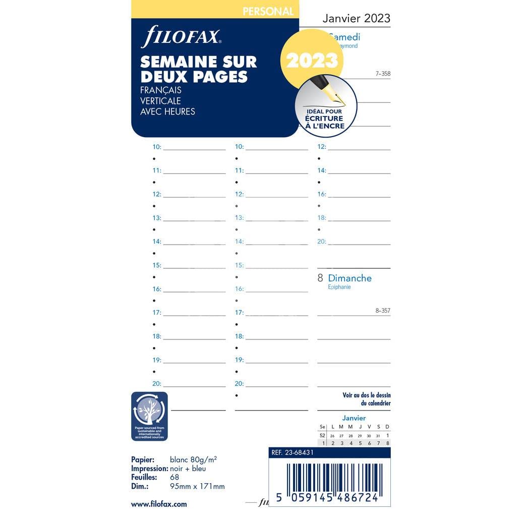 Filofax Week on two pages - French - Per - 2023, White