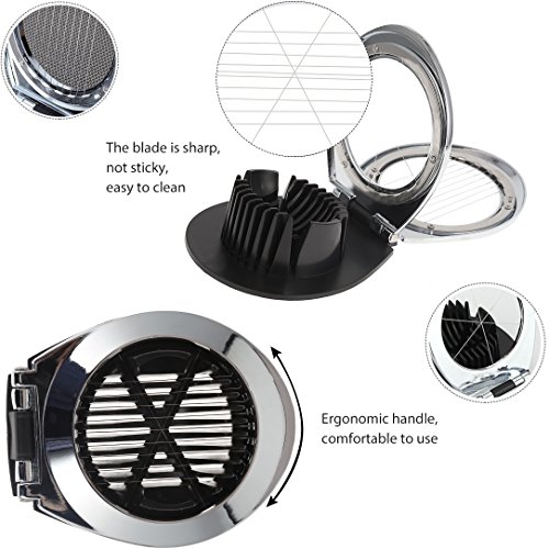 Heavy Duty Egg Slicer Egg Cutter Boiled Stainless Steel Wire with 3 Slicing styles Silver