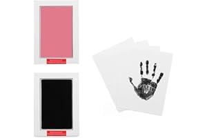 LelonHo 2 Pack Large Inkless Hand and Footprint Kit Clean Touch Ink Pad for Baby Pet Paw Print Kit(1 Black and 1 Pink Ink Pads,4 Imprint Cards)