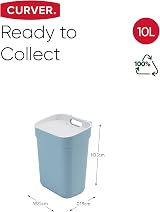 Curver 100% Recycled 10L Kitchen Bin Smoked Grey Lift Top view 7