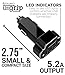 Aduro 4 Port Car Charger USB Adapter, 12V Fast Car Charger USB Adapter Power Station 5.2A/26W Output (Black)