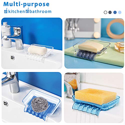 Nepfaivy Soap Dish with Drain, Bar Soap Holder Shower Waterfall, Soap