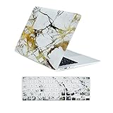 TopCase 2 in 1 Air 13-Inch White/Gold Marble Rubberized Hard Case and Keyboard Cover for MacBook Air 13