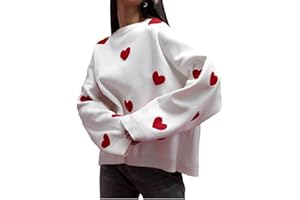 Yiulangde Valentine's Day Heart Sweater for Women Cute Love Shape Sweatshirt Casual Crewneck Valentine Shirt Pullover Tops