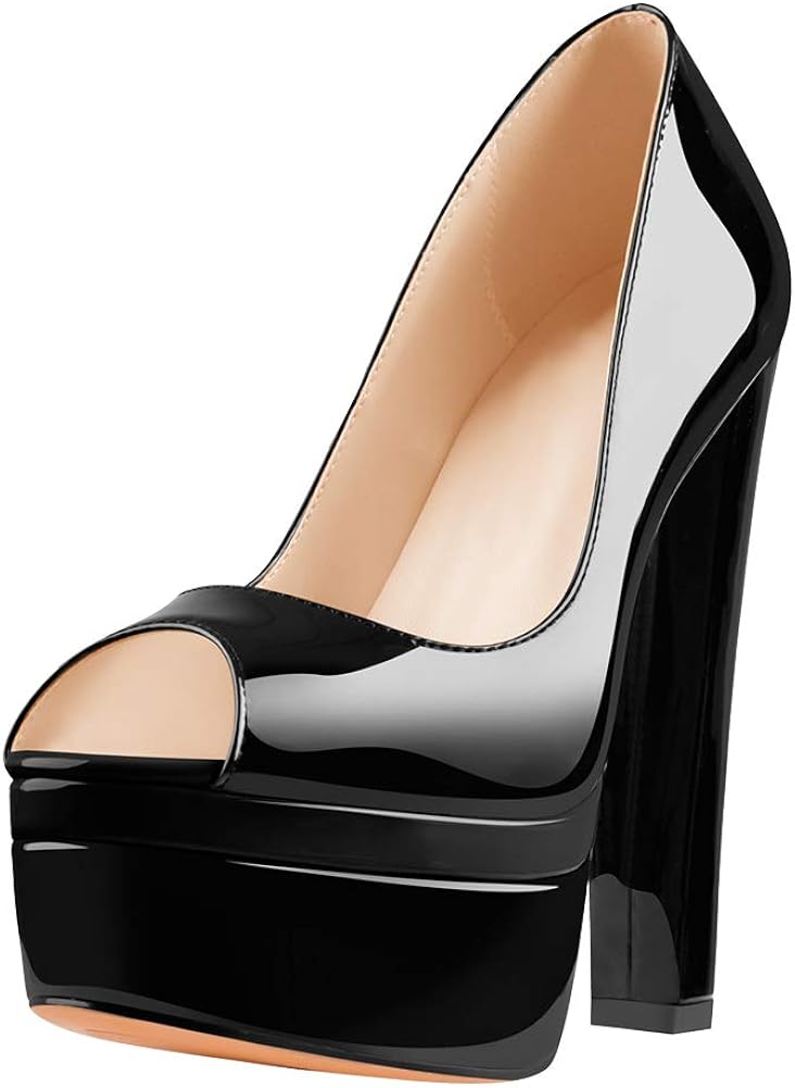 peep toe block heel shoes