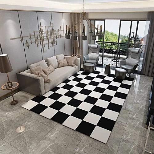 Znx Buffalo Plaid Rug Large Area Rugs Geometric Rug Living Room Bedroom Kitchen Laundry Room Rug Black and White Rug Outdoor Carpets Patio Non Skid Washable (Color : 1, Size : 200x300cm)
