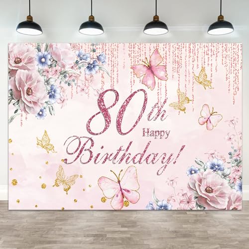 ASDCXZ 8x6ft Happy 80th Birthday Backdrop