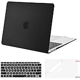 MOSISO Compatible with MacBook Air 13 inch Case 2022, 2021-2018 Release A2337 M1 A2179 A1932 Touch ID, Plastic Hard Shell&Keyboard Cover&Screen Protector for MacBook Air 13.3 inch Case, Black
