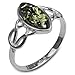 Ian and Valeri Co. Green Amber Sterling Silver Celtic Marquise Shape Thin Ring