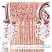 OUGOLD 16th birthday decorations for girls, Sweet 16 Cake Toppers, Rose Gold decoration, 16 tiara and sash with 2 Rose gold Curtains, Balloons, Happy birthday Balloon, Mylar balloon & Garland