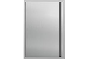 FORJAMINT Outdoor Kitchen Doors 17W x 24H Inch Stainless Steel Doors for Outdoor Kitchens, Single Access Cabinet Door with Hidden Handles, Flush Mount for Grilling Station, Outdoor Kitchens BBQ Island& Cabinet