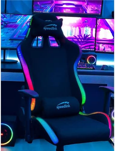 REGYS RGB Cadeira de Gaming - Cadeira de secretária para gamers, ajustável em altura, com iluminação, preto
