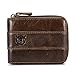 Mens Leather Wallet,E Ekphero Zipper Card Holder RFID Blocking Wallet Coins Purse