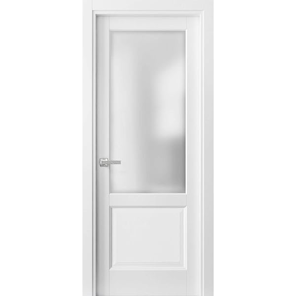 Lite Frosted Glass Door 32 X 80 Planum 2102 White Silk Frames