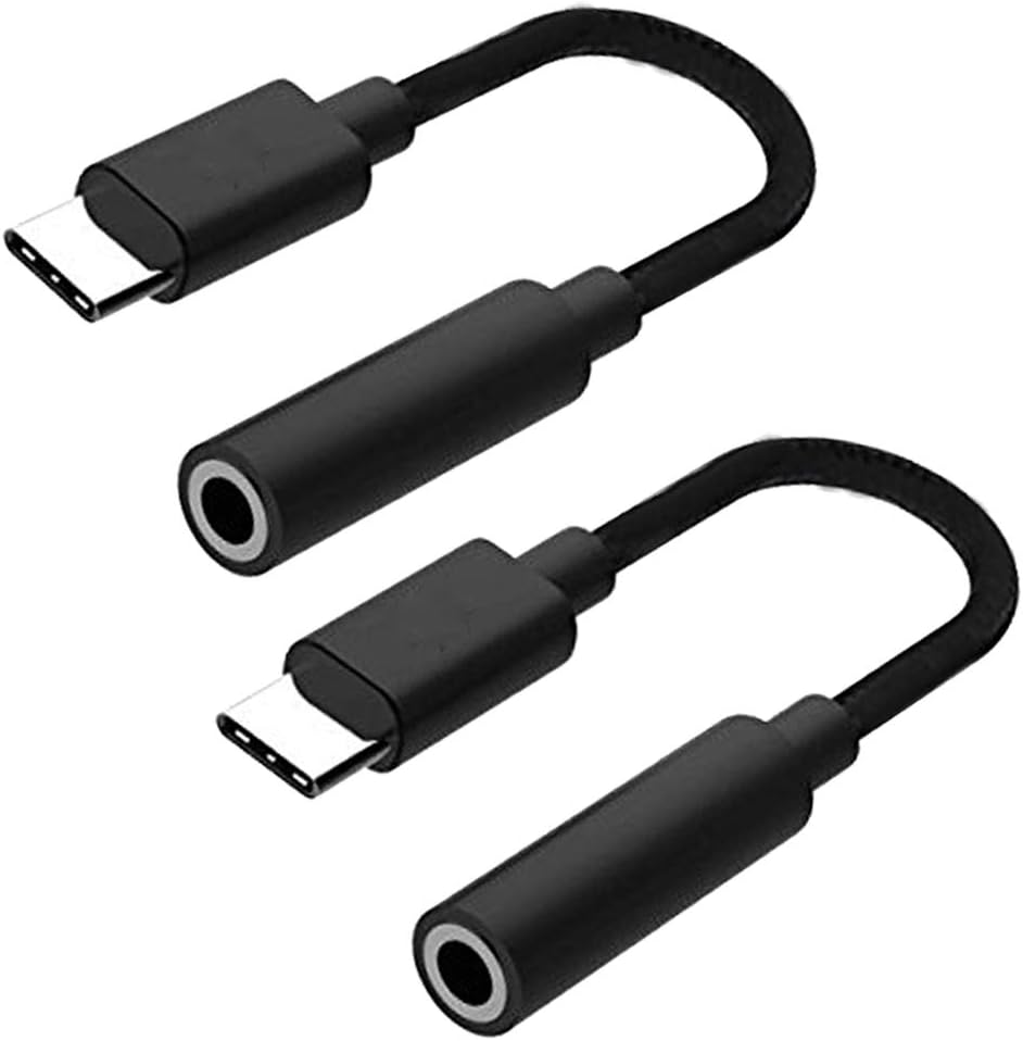 Type C to 3.5mm Headphone Jack Adapter(2 Pack)Type C 3.1 Male to 3.5mm Female Stereo Audio Headphone Cable for Motorola Moto Z Droid XPS13