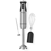 MuellerLiving Ultra-Stick Immersion Hand Blender, 500W Heavy Duty Motor, 8-Speed Turbo Setting, Includes Blending Shaft, Whis