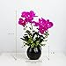 YILIYAJIA Artificial Orchid Bonsai with Ceramics Vase, Fake PU Real Touch Flowers Phalaenopsis Bonsai for Table Office Home Party Decoration (Style 1, Black Vase)