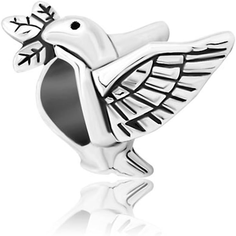 Peace Dove Charm Beads Fits European Charm Bracelet