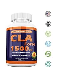 CLA Forte – 1500 mg, 120 softgels – de alta potencia conjugated ácido linoleico – 100% puro...