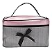 DATEWORK Satin Square Bow Stripe Cosmetic Bag (Black)
