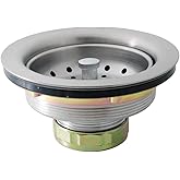 KONE 3-1/2 Inch Kitchen Sink Drain Assembly with Strainer Basket/Drain Stopper, All Stainless Steel Sink Drain Kit Durable and Rustproof