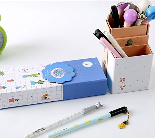 2 Pack Pencil Holders, Magnoloran Multifunctional Cardboard Stationery Shape-shifting Pencil Box Paperboard Storage Case Pencil Organizer with Mirror for School & Office Use