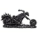 Graveyard Biker Skulls and Skeleton Motorcycle Wine Bottle Holder Sculpture for Medieval or Gothic Bar, Kitchen & Halloween Decor Statues and Fantasy Gifts