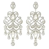 JoinMe Women's Vintaged Style Bridal Crystal Drop Chandelier Filigree Dangle Pierced Earrings