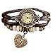 Bracelet Set RIUDA 2016 Quartz Weave Around Leather Bracelet Lady Woman Wrist Watch (Brown)