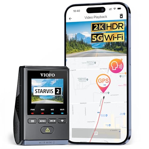 VIOFO A119 Mini 2 Dashcam Auto, 2K 60fps HDR, 5GHz WLAN, GPS, Parkmodus