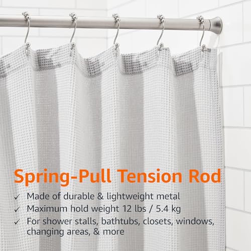 Amazon Basics Tension Curtain Rod, Adjustable 78108" Width Nickel