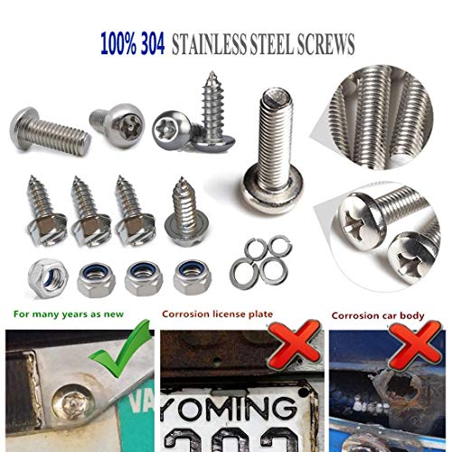 License Plate Screws with CapsCarbon Fiber Pattern Screw Black Cover