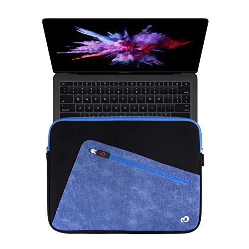 NX Slim Neoprene Protective Laptop Sleeve 11-12 inch, 360 Water Resistant PC Cover Case for MacBook Air 12, Microsoft Surface Pro, Chromebook (Black Blue)