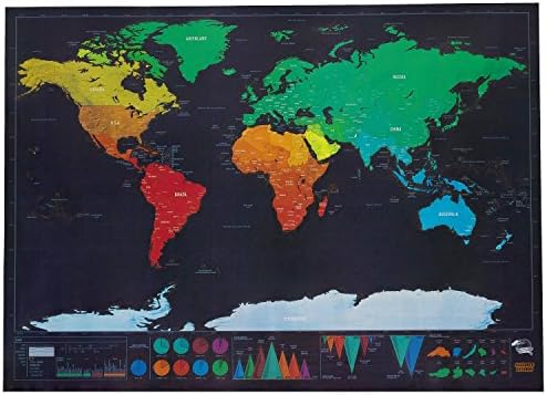 Scratch Off World Map | Premium Personalized Travellers Tracker Gift | Detailed Cartography Wall Poster 32 x 23 inches