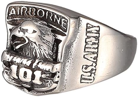 World War II U.S.101st Airborne Eagle Badge Stainless Steel Metal Ring