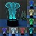 TTqp 3D LED Desk Table Elephant Night Light Lamp 7 Color Touch Lamp Kiddie Kids Children Family Home Office Childrenroom Theme Decoration Two Patterns: Elephant + Christmas Tree