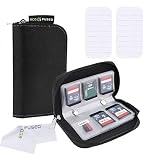 Memory Card Case - 2 Pack - Fits up to 22x SD, SDHC, Micro SD, Mini SD and 4X CF - Holder with 22 Slots (8 Pages) - for Storage and Travel - Microfiber Cleaning Cloth and Labels Included