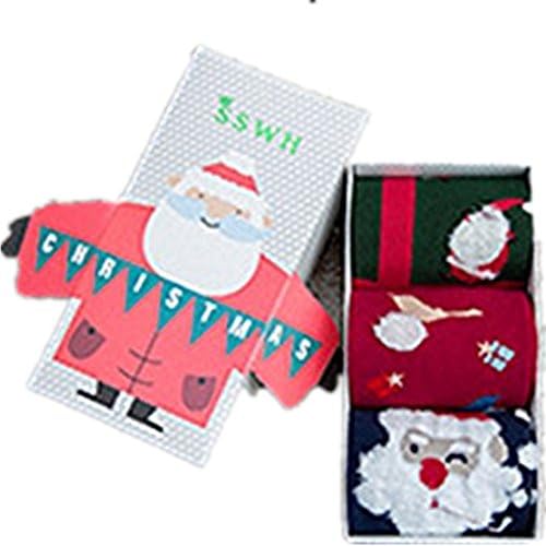 3 Pairs Womens Winter Warm Cotton Trouser Socks (Santa Claus, 3 Pairs)