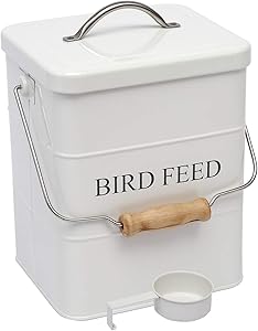 Morezi Bird Seed and Feed Storage tin with lid Included - White-Coated Carbon Steel - Tight Fitting lids - Storage Canister tins