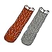 Shorven Baby Kids Cotton Socks Knee High Long Socks Anti Skid With Grips 2 Packs Grey & Orange Fox S